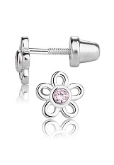good-looking silver cubic zirconia October birthstone baby earrings